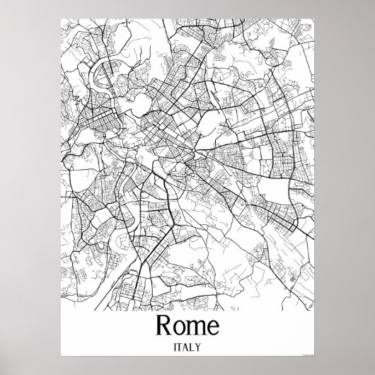 Rome Italië Zwarte en Witte Europa Stadskaart Poster (Voorkant)