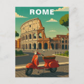 Rome Italy Ancient Colosseum & Vintage Scooter Briefkaart (Voorkant)