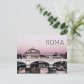 Rome Italy Castel Sant'Angelo Bridge Sunset Feestdagenkaart (Staand voorkant)