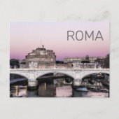 Rome Italy Castel Sant'Angelo Bridge Sunset Feestdagenkaart (Voorkant)