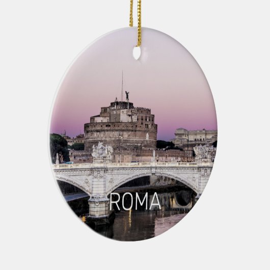 Rome Italy Castel Sant'Angelo Bridge Sunset Keramisch Ornament (Rechts)