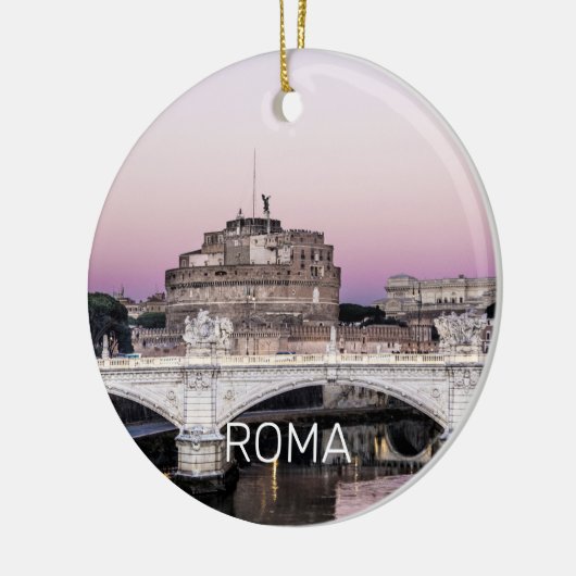 Rome Italy Castel Sant'Angelo Bridge Sunset Keramisch Ornament (Links)