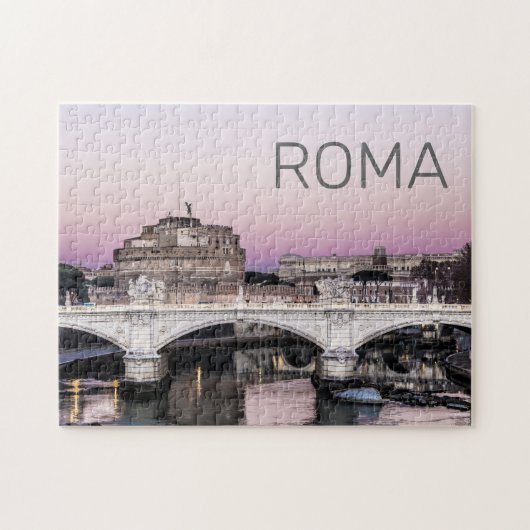 Rome Italy Castel Sant'Angelo Bridge Sunset Legpuzzel (Horizontaal)