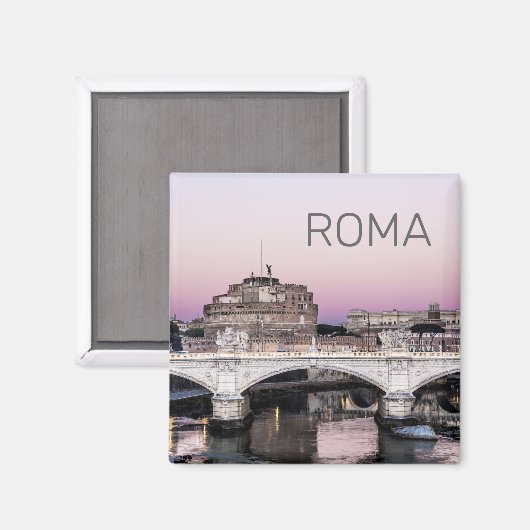 Rome Italy Castel Sant'Angelo Bridge Sunset Magneet (Voorkant / Achterkant)