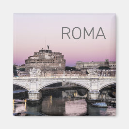 Rome Italy Castel Sant'Angelo Bridge Sunset Magneet