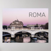Rome Italy Castel Sant'Angelo Bridge Sunset Poster (Voorkant)