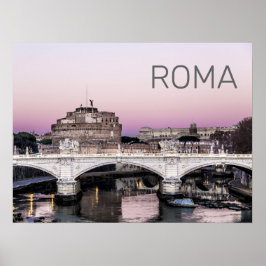 Rome Italy Castel Sant'Angelo Bridge Sunset Poster