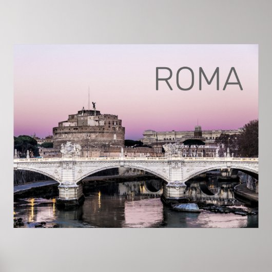 Rome Italy Castel Sant'Angelo Bridge Sunset Poster (Voorkant)