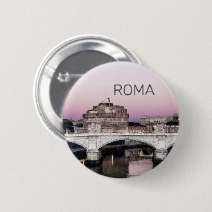 Rome Italy Castel Sant'Angelo Bridge Sunset Ronde Button 5,7 Cm