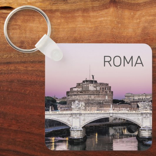 Rome Italy Castel Sant'Angelo Bridge Sunset Sleutelhanger (Voorkant)