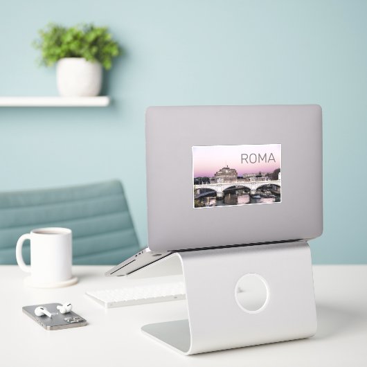 Rome Italy Castel Sant'Angelo Bridge Sunset Sticker (Laptop op bureau)