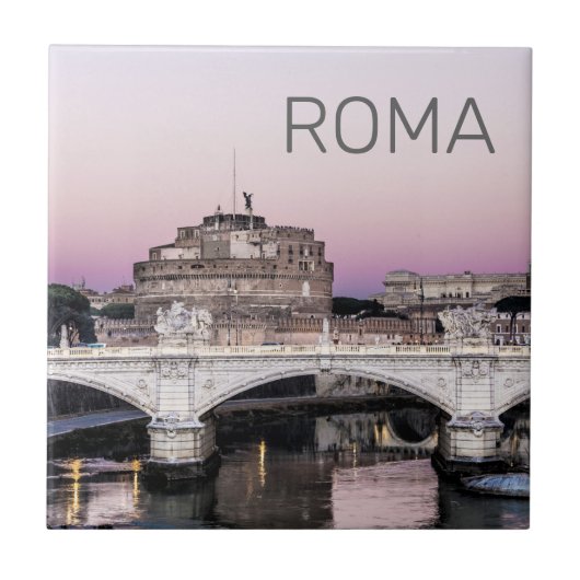 Rome Italy Castel Sant'Angelo Bridge Sunset Tegeltje (Voorkant)