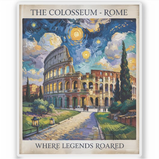 Rome Italy Colosseum Travel Van Gogh Starry Night Sticker (Voorkant)