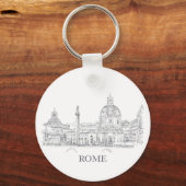 Rome Italy Domes and Obelisk Pen and Ink Sketch Sleutelhanger (Voorkant)