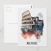 Rome Italy Italian Colosseum Watercolor Travel Briefkaart (Voorkant / Achterkant)