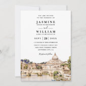 ROME Italy Skyline Destination QR Code Wedding Kaart (Voorkant)