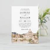 ROME Italy Skyline Destination QR Code Wedding Kaart (Staand voorkant)