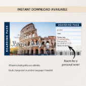 Rome Italy Trip Surprise Boarding Pass Card Kaart