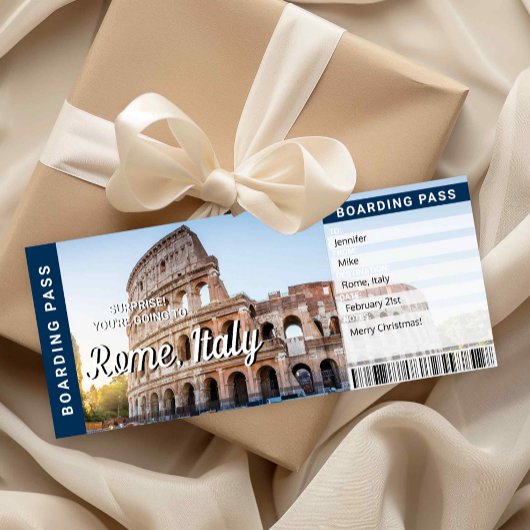 Rome Italy Trip Surprise Boarding Pass Card Kaart