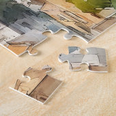 Rome Italy Watercolor Painting Panorama View Legpuzzel (Zijkant)