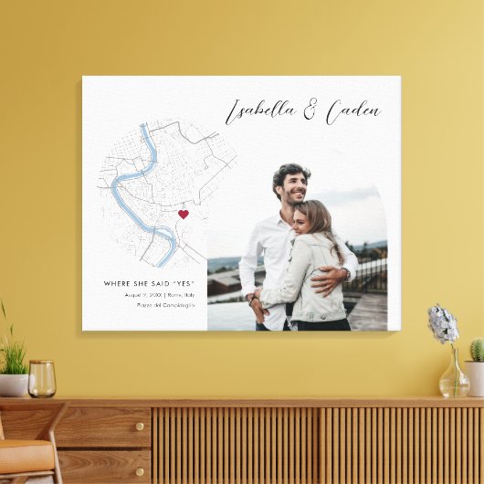 Rome Kaart Bruiloft Verloving Foto Gift Canvas Afdruk (Insitu (Woonkamer))