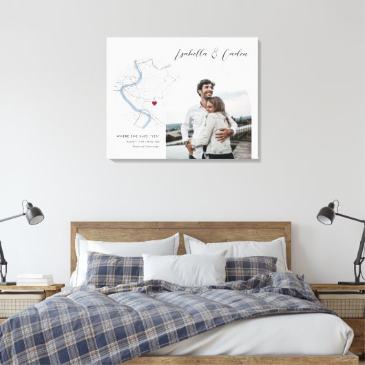 Rome Kaart Bruiloft Verloving Foto Gift Canvas Afdruk (Insitu (Slaapkamer))
