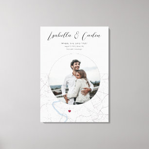 Rome Kaart Bruiloft Verloving Foto Gift Verticaal Canvas Afdruk