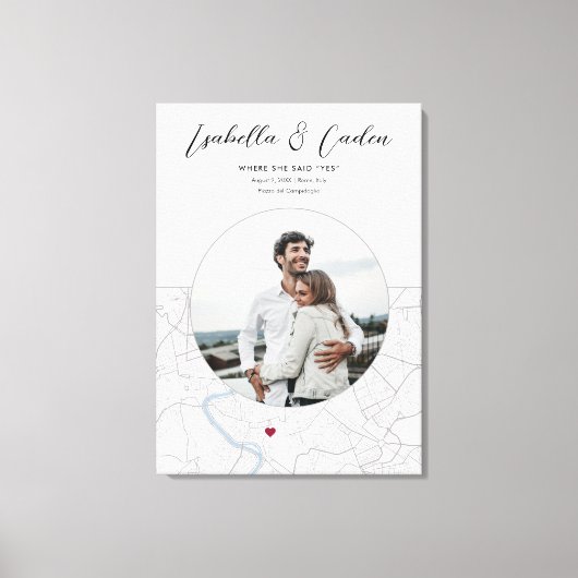 Rome Kaart Bruiloft Verloving Foto Gift Verticaal Canvas Afdruk (Voorkant)