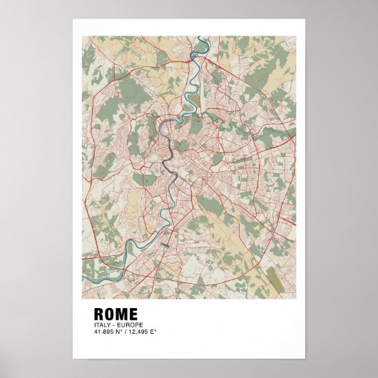 Rome Kaart Poster - Italië  kaart (Voorkant)