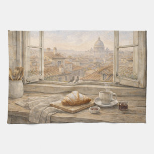 Rome Keuken Aquarel met Sint-Pietersbasiliek Theedoek