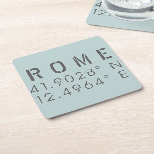 Rome Latitude en lengtegraad Kartonnen Onderzetters (Schuin)
