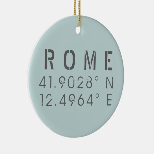 Rome Latitude en Lengtegraad  Keramisch Ornament (Rechts)
