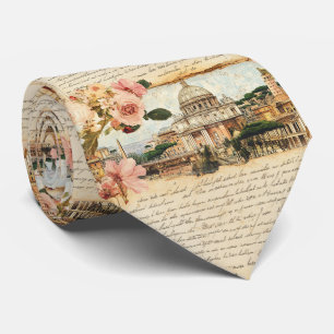  Rome Letters Floral Art Stropdas