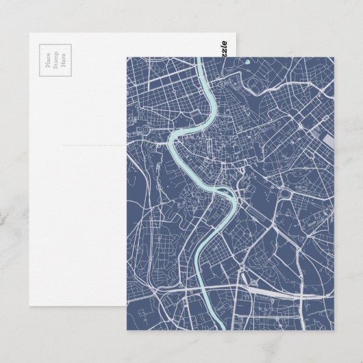 Rome Map Blue Briefkaart (Voorkant / Achterkant)