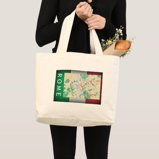 Rome Map Grote Tote Bag (Voorkant (product))