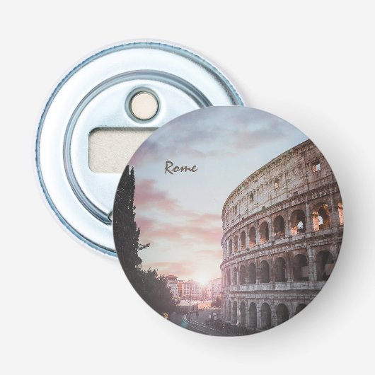 Rome Oude Architectuur zonsondergang stadsbeeld Button Flesopener (Voorkant)