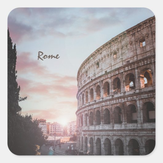 Rome Oude Architectuur zonsondergang stadsbeeld Vierkante Sticker (Voorkant)