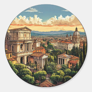 Rome panorama van historische stadsgezichten ronde sticker