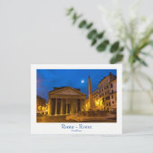 Rome - Pantheon op volle maan briefkaart met tekst (Staand voorkant)