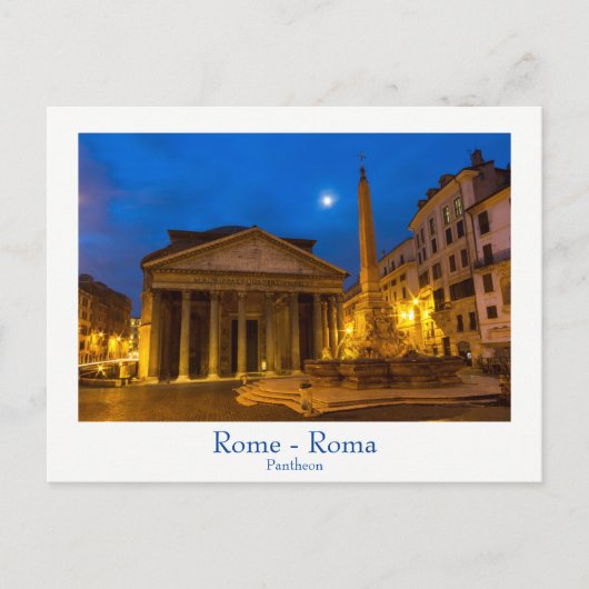 Rome - Pantheon op volle maan briefkaart met tekst (Voorkant)