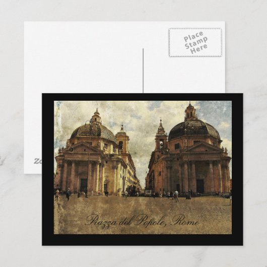 Rome, Piazza del Popolo Briefkaart (Voorkant / Achterkant)