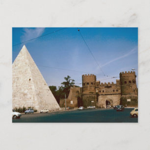 Rome, piramide en stadspoort briefkaart