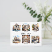 Rome populairste toeristische attracties waterverf briefkaart (Staand voorkant)