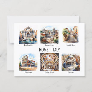 Rome populairste toeristische attracties waterverf briefkaart