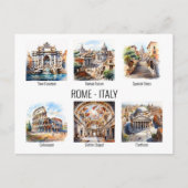 Rome populairste toeristische attracties waterverf briefkaart (Voorkant)