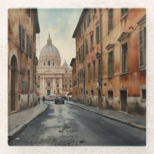 Rome reis waterverf in vintage stijl glazen onderzetter