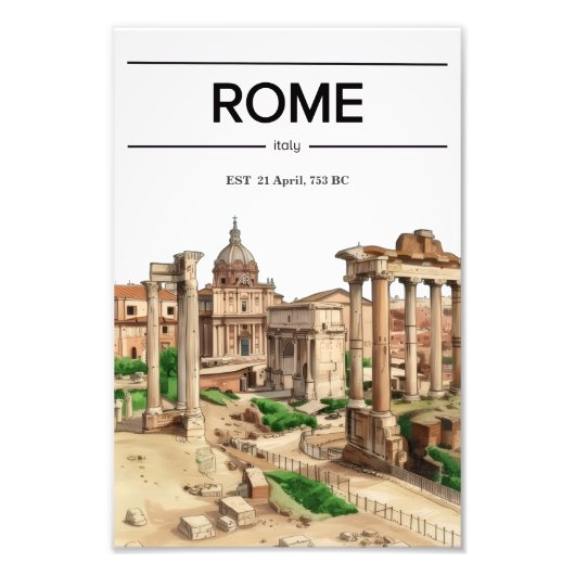 Rome Roman Forum watercolor poster  (Voorkant)