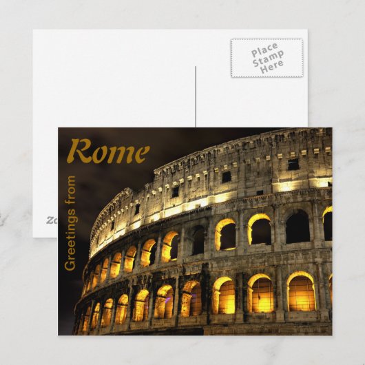 Rome - 's nachts Coliseum Briefkaart (Voorkant / Achterkant)