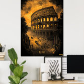 Rome Silhouet - Houtskool Monochrome Kunst - Stede Poster (Thuiskantoor)