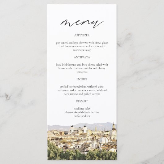 Rome Silhouette Reisbestemming Menu Kaarten (Voorkant)